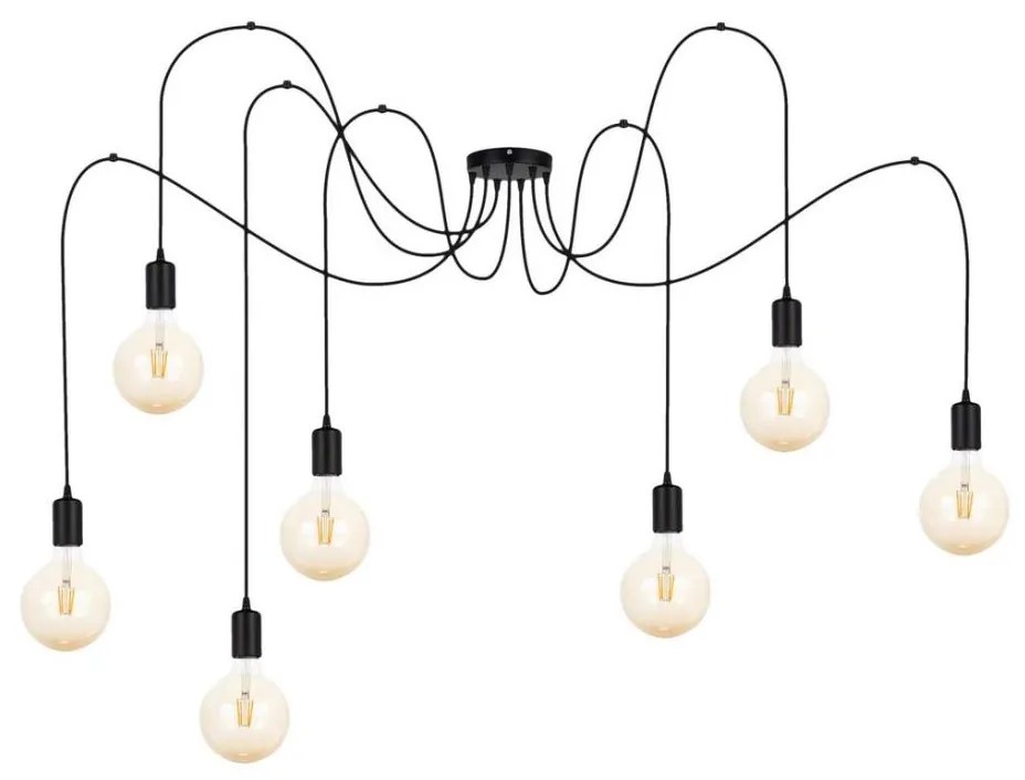 Csillár zsinóron MIROS 7xE27/60W/230V pók fekete