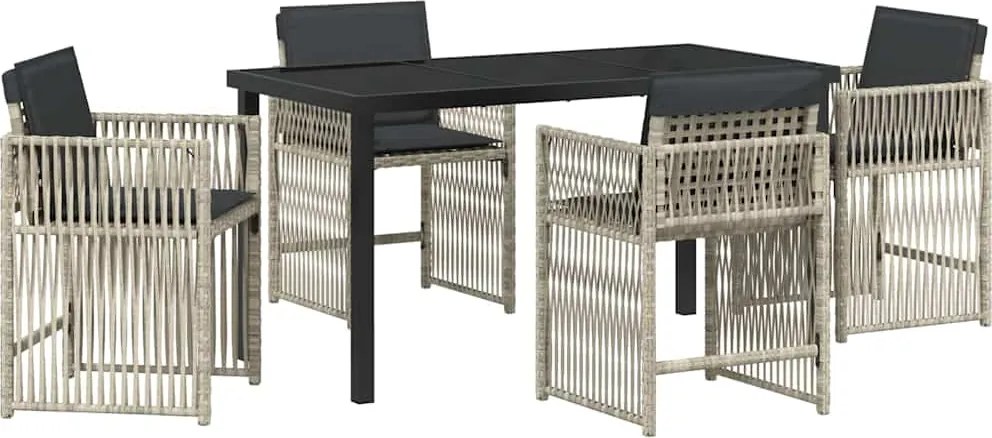 vidaXL Kert étkező szett 5 pcs Világosszürke Porszórt acél