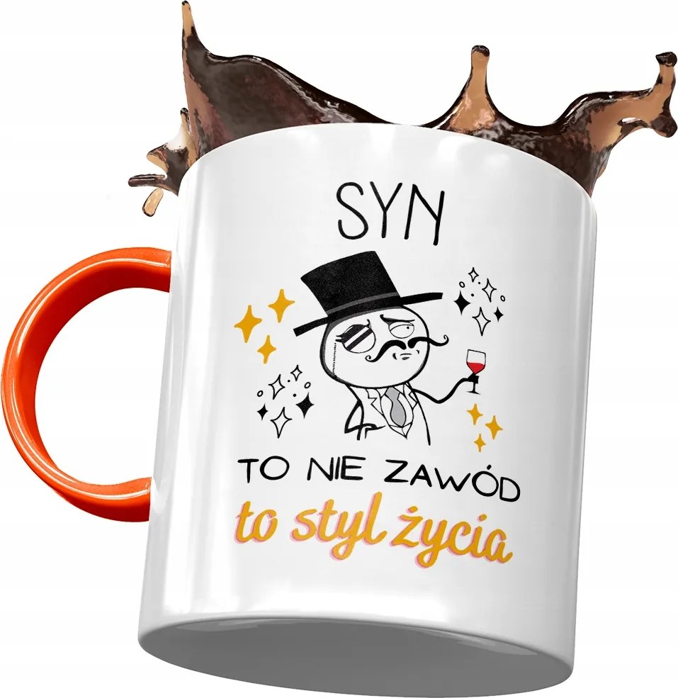 Narancssárga Bögre Fiának Ajándék Nyomtatott Fotóval