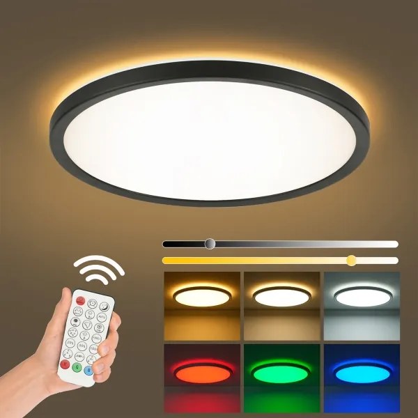 Brilagi - LED RGB dimmelhető ultravékony lámpatest LED/18W/230V átm. 30 cm fekete + távirányító