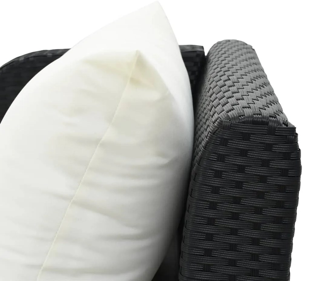 Fekete polyrattan napozóágy párnával