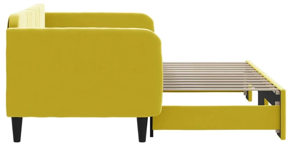 sárga kihúzható bársony heverő 90 x 200 cm