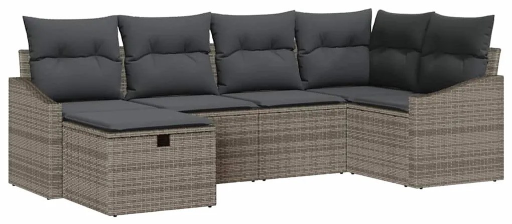 Kerti Kanapé Szett 6 pcs Szürke 55 x 62 x 69 cm Poli rattan