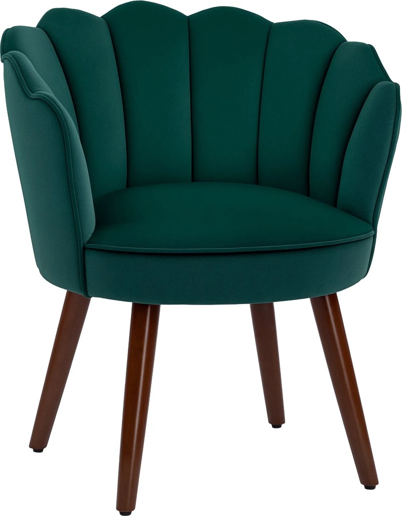 HOMCOM Héjpárna Fotel Nappali Hálószoba háttámlával és bársonyos párnával Hevea fa lábakkal 66L x 66W x 78.5H cm, Zöld | Aosom