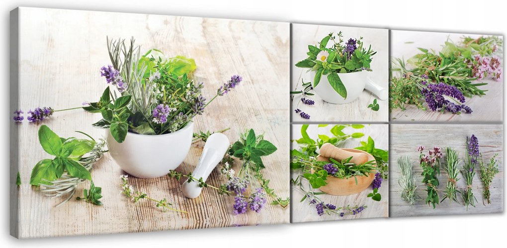 Konyhai Kép Fűszernövények 5 Részes Konyhai Képek Vászonra