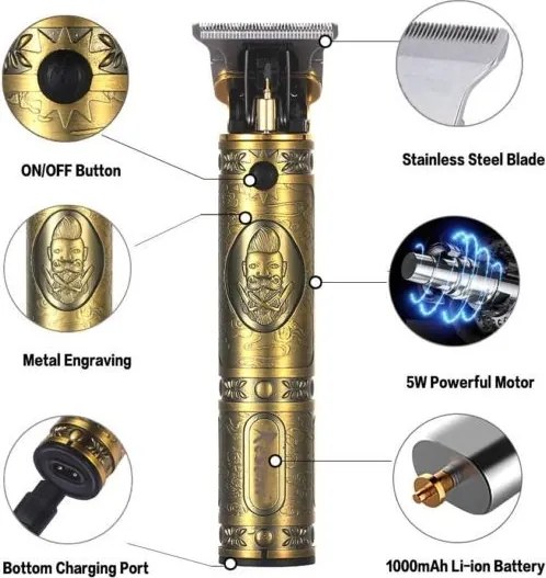 VGR Akkumulátoros Minőségi Gravírozott Férfi Hajvágó Gép 1500 mAh Lítium Akku Digitális kijelzővel