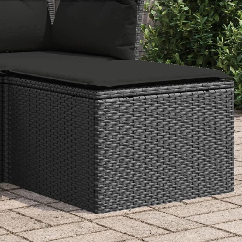 Fekete polyrattan kerti szék párnával 55 x 55 x 37 cm