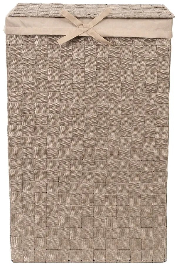 Laundry Basket Linen barna, fedeles szennyeskosár, magasság 60 cm - Compactor