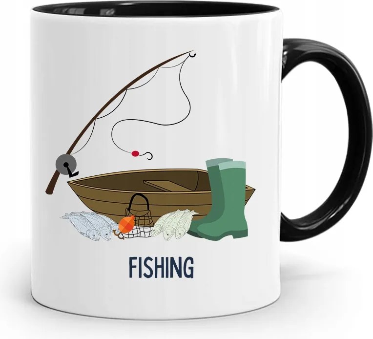 Fekete Bögre Horgászoknak Fishing Ajándék fényképes nyomtatással