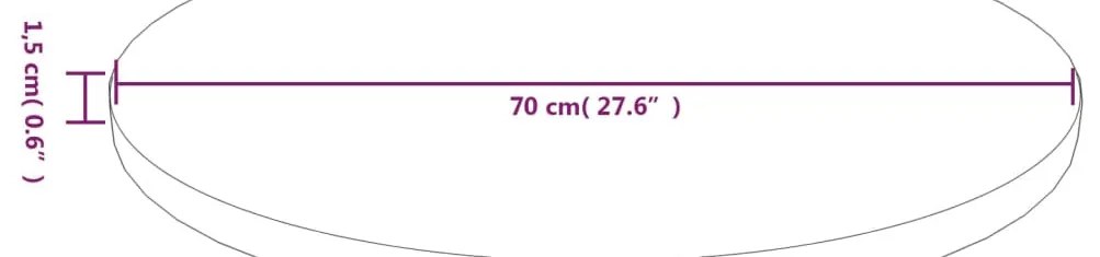 világosbarna kezelt tömör tölgyfa kerek asztallap Ø70x1,5 cm