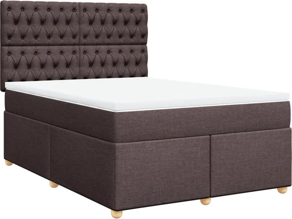 vidaXL sötétbarna szövet rugós ágy matraccal 140 x 190 cm