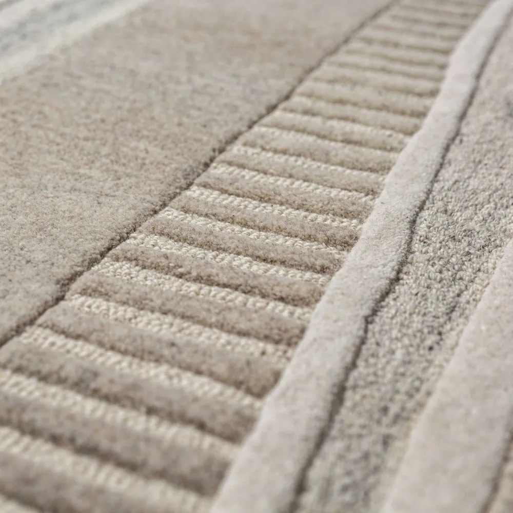 Szürkésbézs kézi szövésű gyapjú futószőnyeg 80x300 cm Lira – Flair Rugs