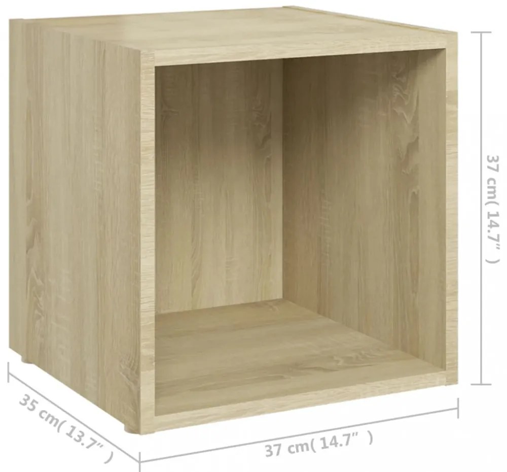 2 db sonoma tölgy színű szerelt fa TV-szekrény 37 x 35 x 37 cm