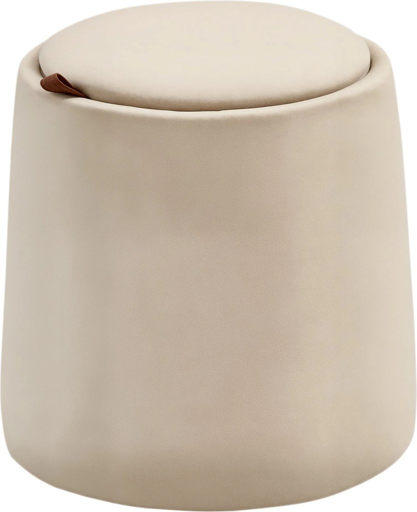 HOMCOM 2-in-1 Tároló Puff, Kerek Puff, Ülőke Bársonyos Megjelenésű Asztallal Nappaliba és Hálószobába Ø44 x 47,5 cm Bézs | Aosom
