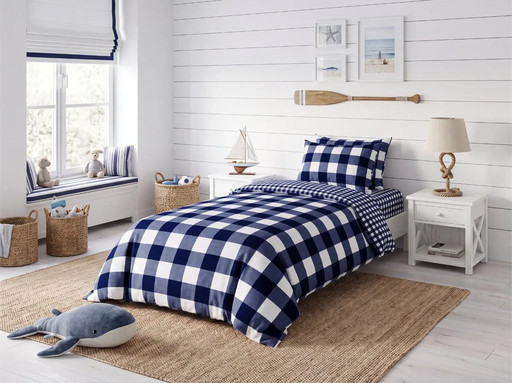 Mikroszálas ágyneműhuzat NAVY GINGHAM kék-fehér Ágyneműhuzat mérete: 70 x 90 cm | 140 x 200 cm