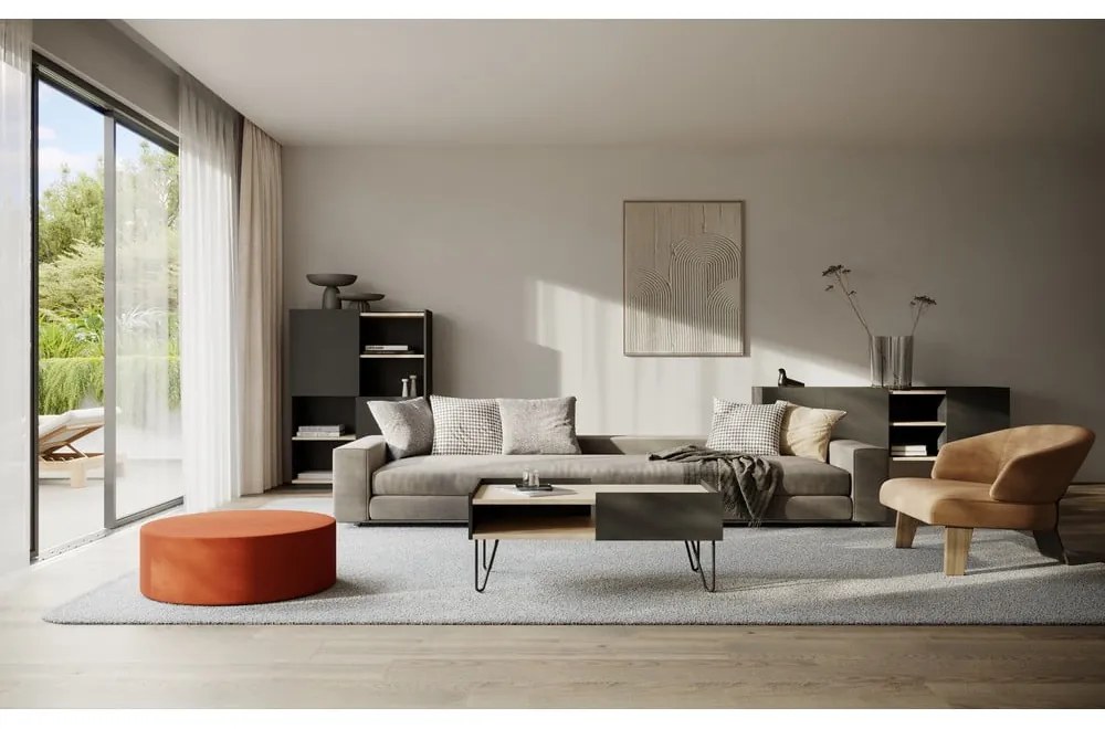 Fekete matt könyvespolc 100x147 cm Nina - TemaHome