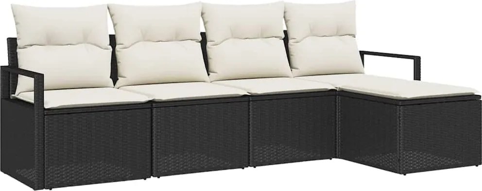 vidaXL Kanapé Szett 5 pcs Fekete polirattan