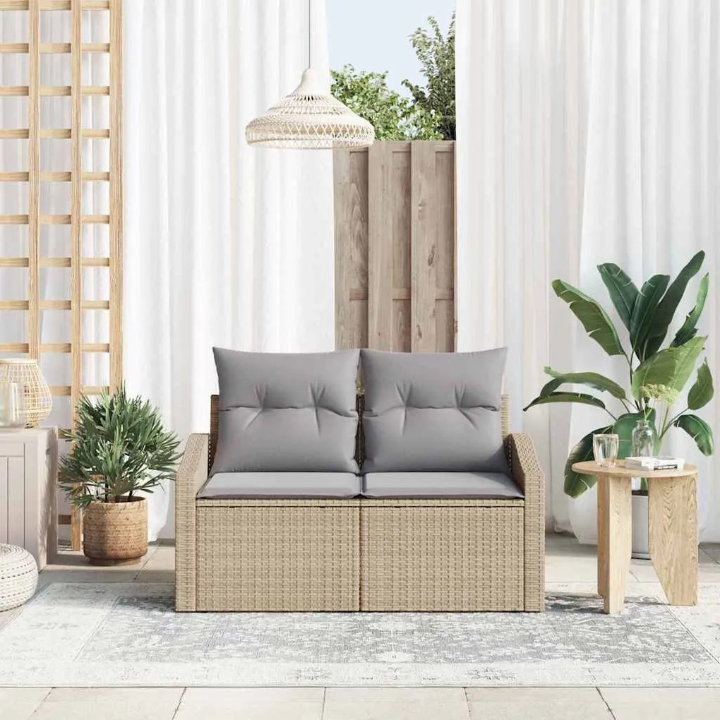 Kerti kanapé párnával Bézs 123 x 62 x 69cm polirattan