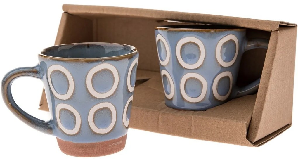 2 db kerámia bögre szett Gyűrűk 100 ml, világoskék