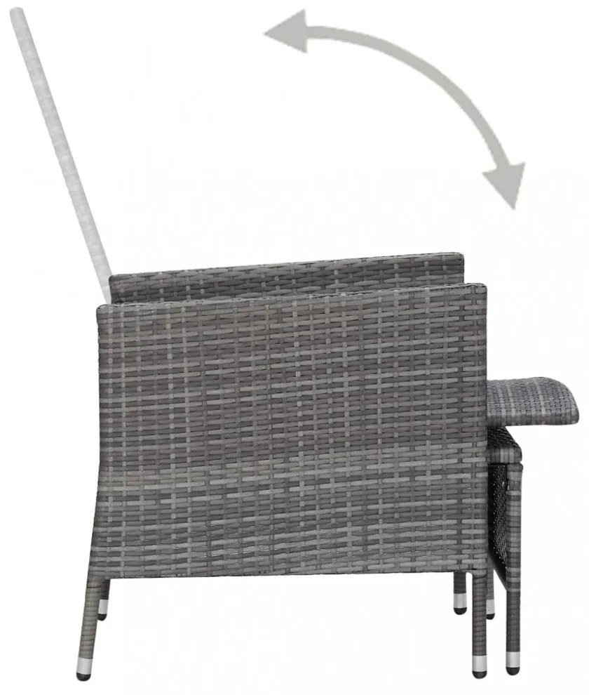 2 részes szürke polyrattan kerti bútorszett párnával
