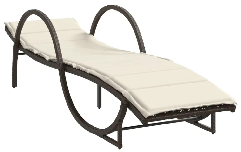 barna polyrattan napozóágy párnával 60 x 199 x 42 cm