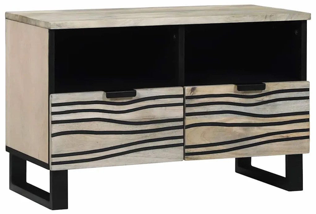 TV Szekrény fiókkal Fehér 70 x 33 x 46 cm tömör mangófa