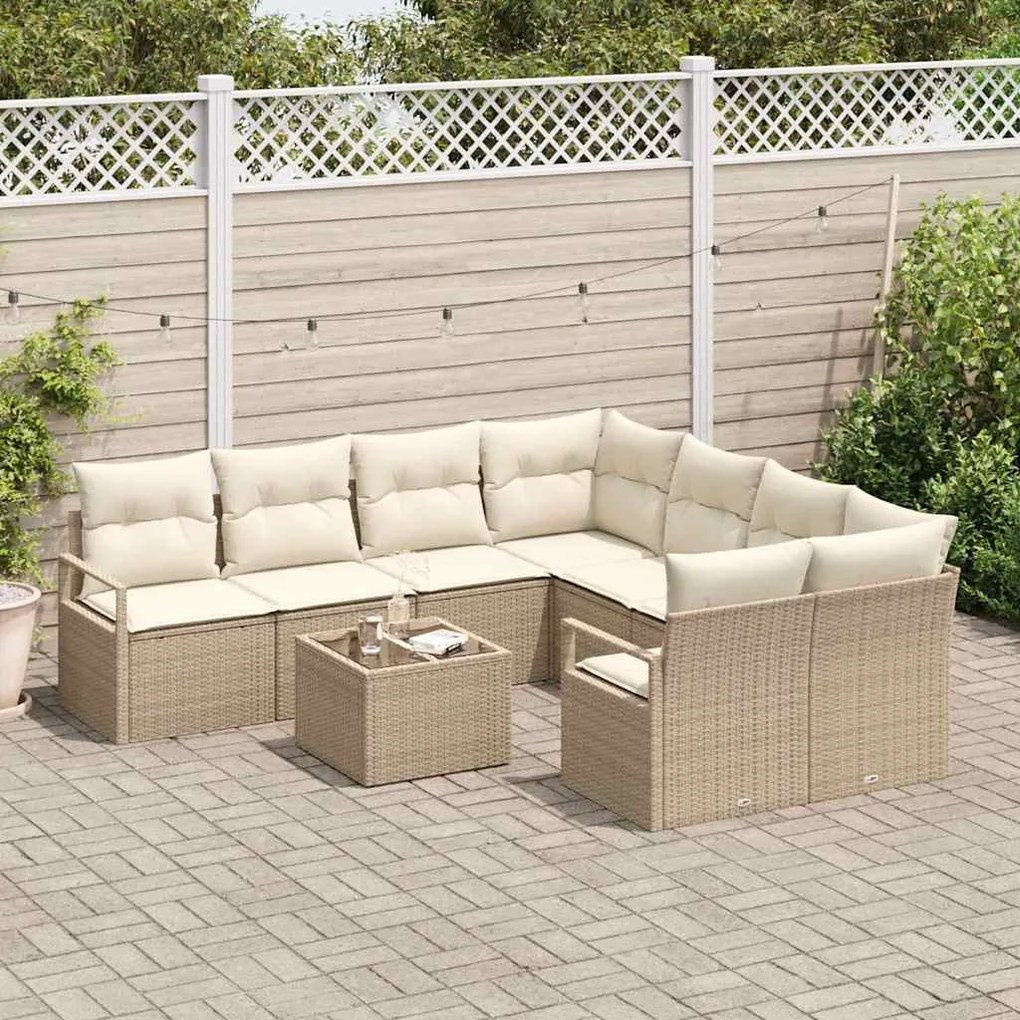 Kerti Kanapé Szett 9 pcs Beige és krém 55 x 55 x 37 cm