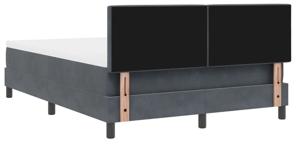 Boxspring Ágy Matresszel és LED világítással Sötétszürke 140x200 cm Bársonyos