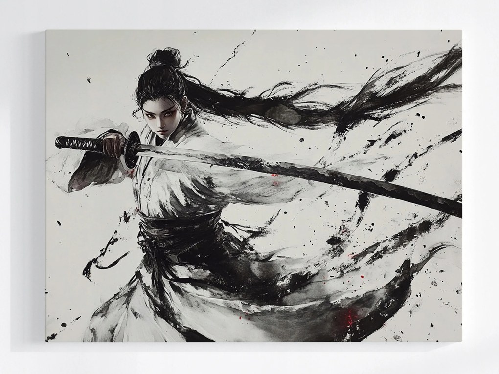 Poszter Japán Ázsia Nő Harcos Katana 100x75