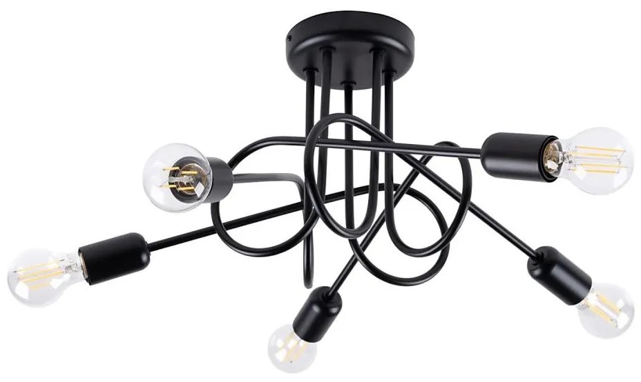 Sollux SL.1435 - Felületre szerelhető csillár LOOP 5xE27/15W/230V fekete