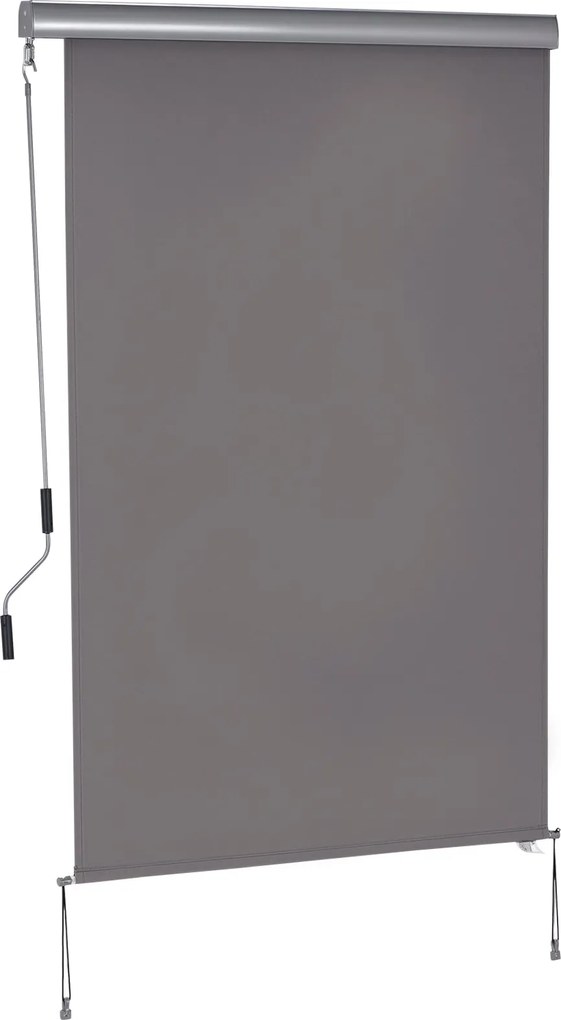 Outsunny Függőleges Napernyő Erkély Napernyő Függőleges Napvédő Szélvédő Oldalsó Képernyő Kézi Kurblival Poliészter Szövet + Alumínium Szürke 200 x 12