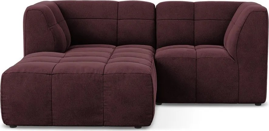 Borvörös bársony sarokkanapé (bal oldali-heverő résszel) Aloha – Makamii