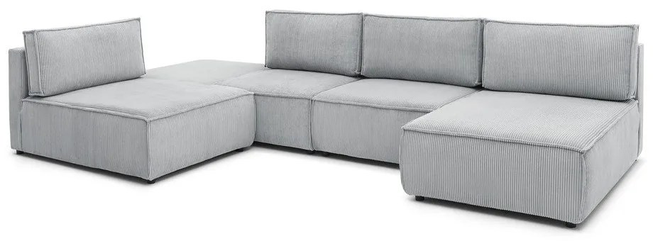 Világosszürke kordbársony sarokkanapé (variálható) Nihad modular – Bobochic Paris