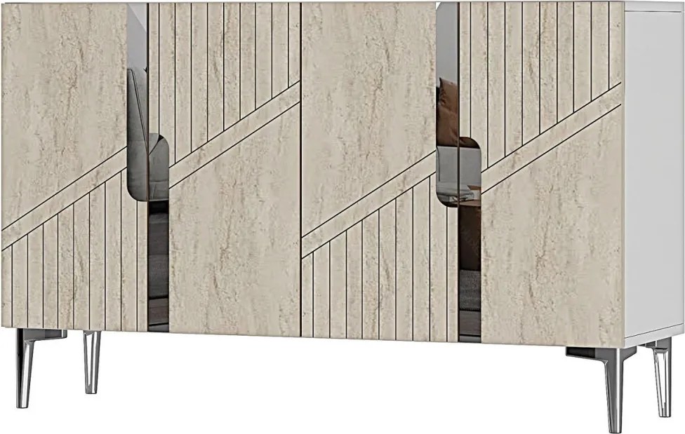 Evva 120 - White, Travertine, Silver