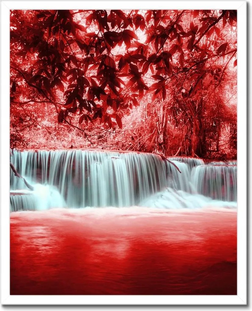 Poszterek keretben 40x50 Piros vízesés Kaszkád