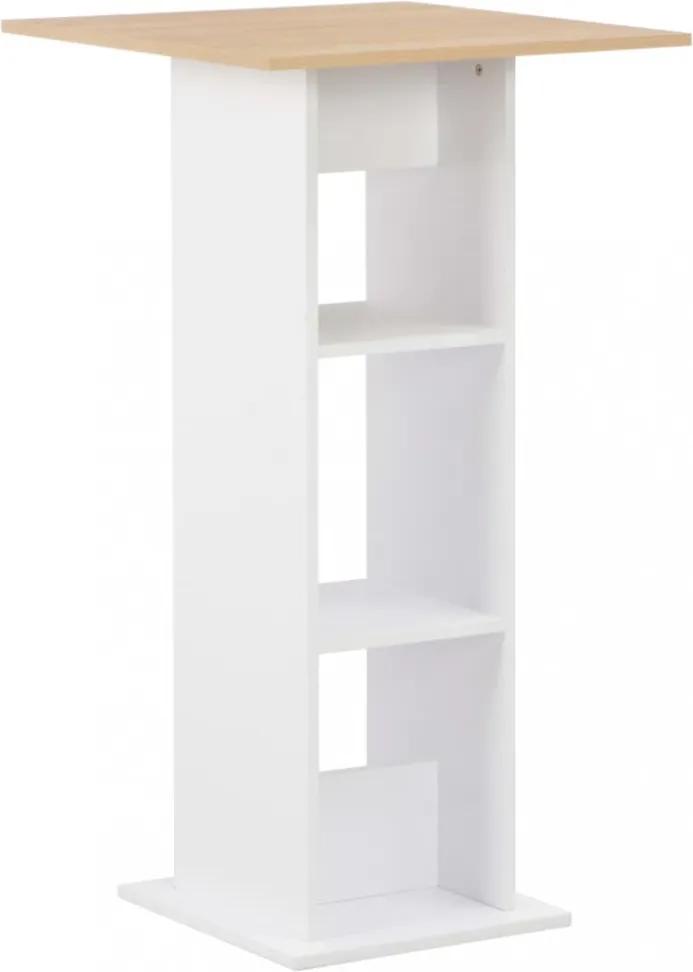 Fehér és sonoma-tölgy színű bárasztal 60 x 60 x 110 cm