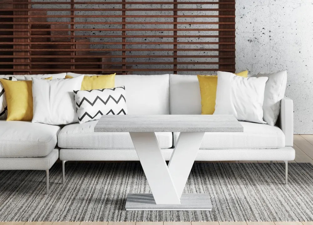 Masiv dohányzóasztal fehér/beton N