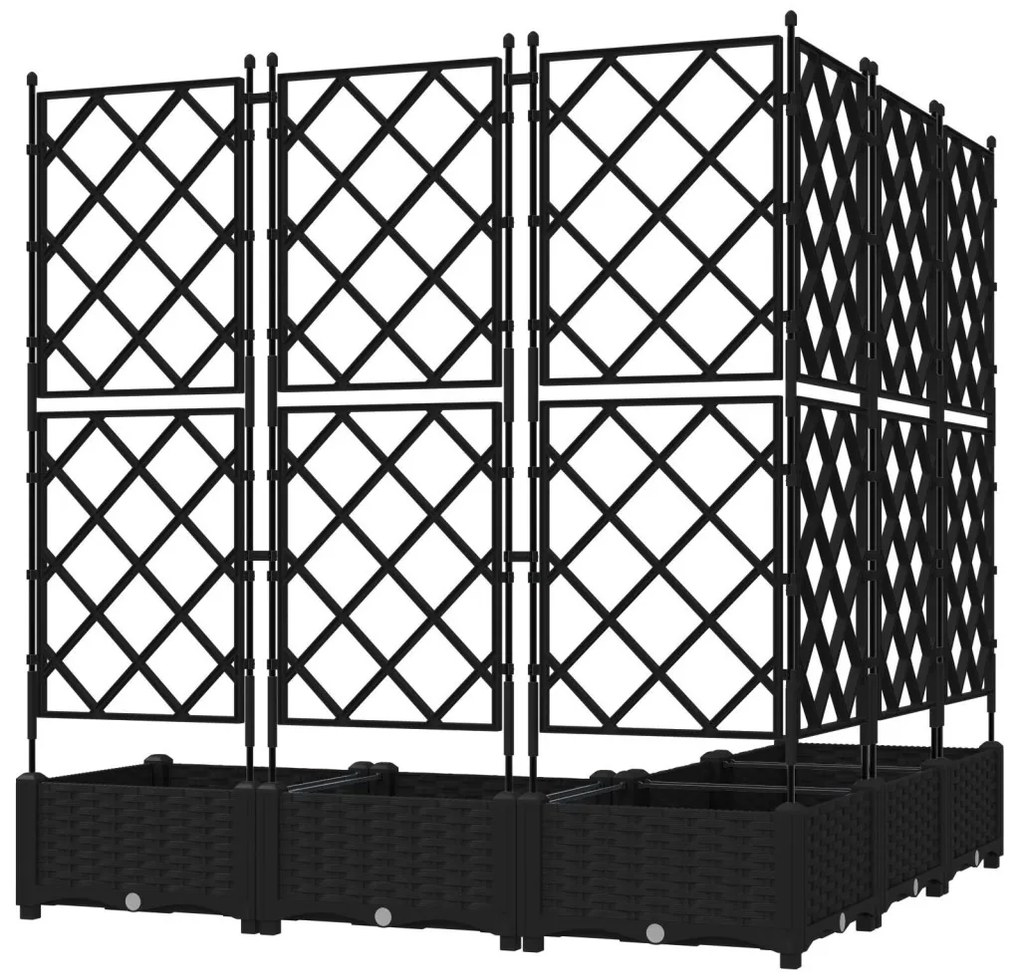 Kert Virágcserép Trellisszel 5 db Fekete 120x120x125.5 cm