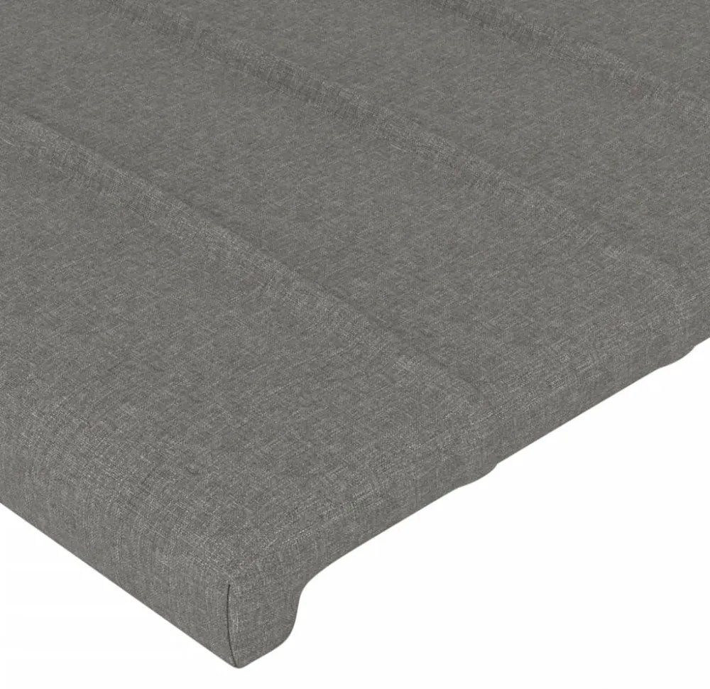 sötétszürke szövet LED-es fejtámla 200x5x118/128 cm