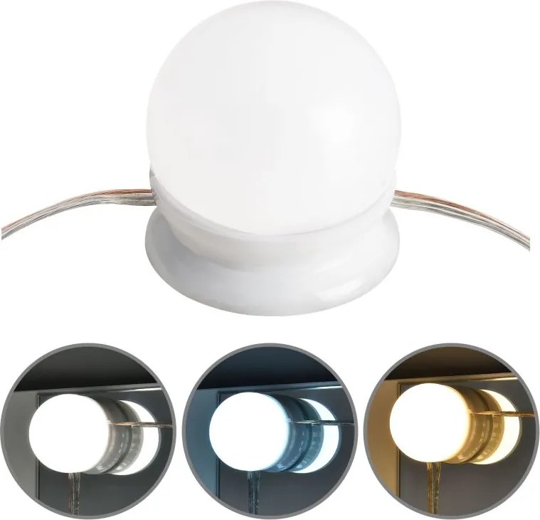 LED sminklámpa füzér 10 izzóval USB állítható fény