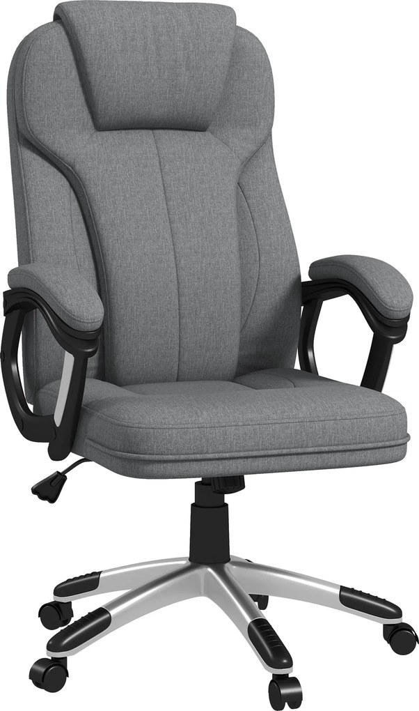Vinsetto Irodai Szék Számítógép Szék Forgószék Magasságállítható Hintázó Funkcióval Fejtámlával és Párnázott Karfa Ergonomikus Szürke Len 66 x 75 x 11