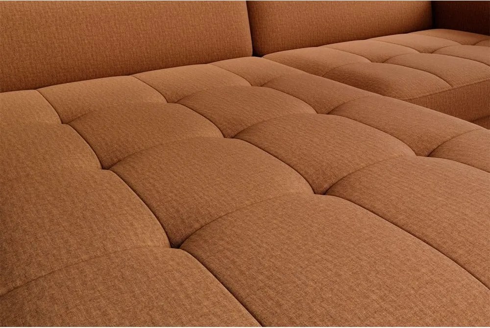 Sárga bársony kinyitható-tárolóhelyes sarokkanapé (bal oldali-heverő résszel) Gomsi – ELTAP