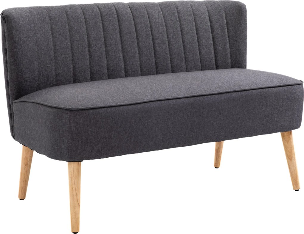 HOMCOM kétüléses kanapé – kompakt, vászonhatású kárpitozás, nappalihoz, hálószobához, kis helyekre, sötétszürke (117 x 56,5 x 77 cm) | Aosom