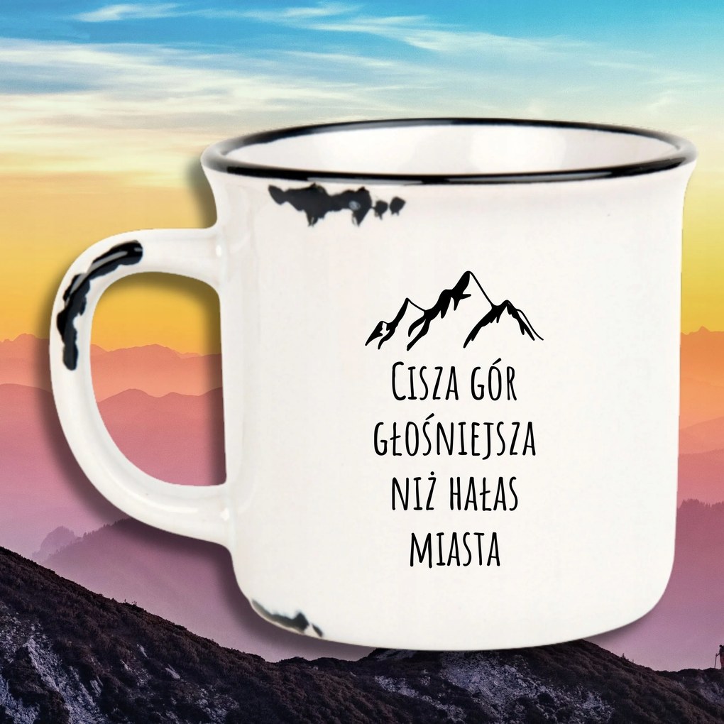 Bögre Fehér Retro Vicces Ajándék Csend Hegyek Hangosabb