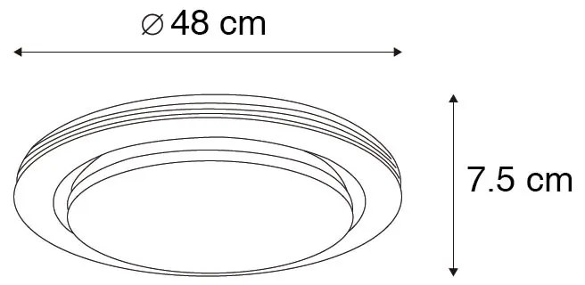 Okos mennyezeti lámpa fehér 48 cm LED-del és RGB dimmerrel - Jochem