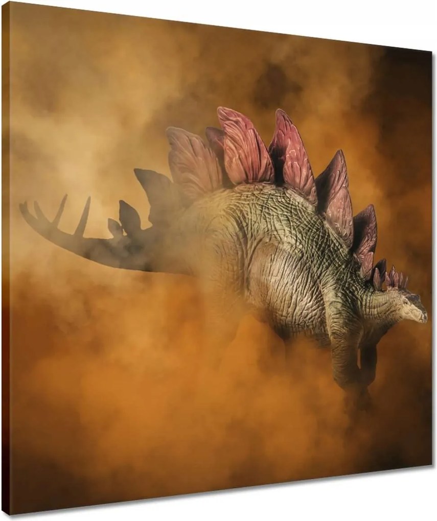 Vászonkép 50x50 Stegosaurus a füst hátterében