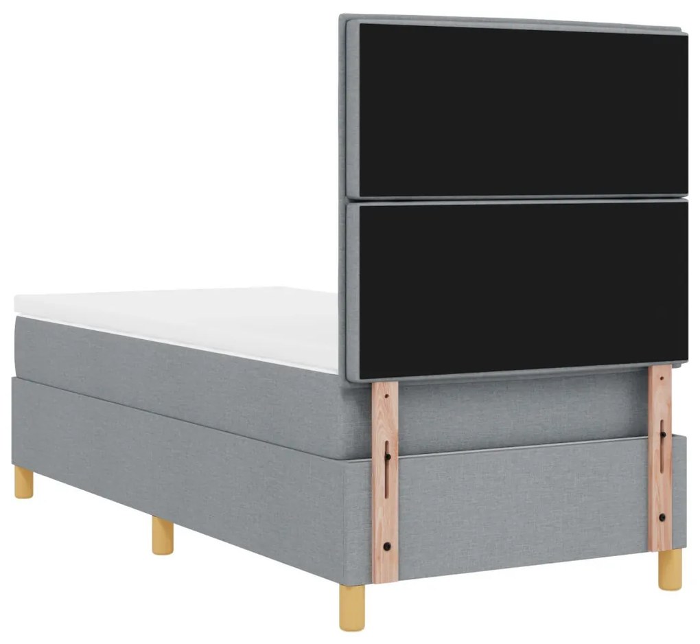 Boxspring ágy matraccal Világosszürke 90x200 cm Szövet