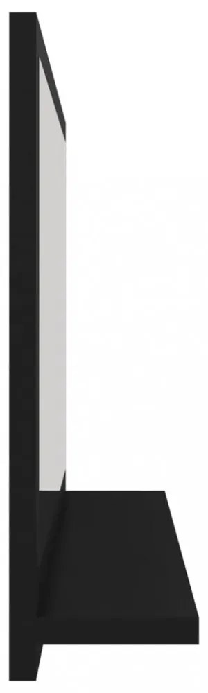fekete szerelt fa fürdőszobai tükör 60 x 10,5 x 37 cm