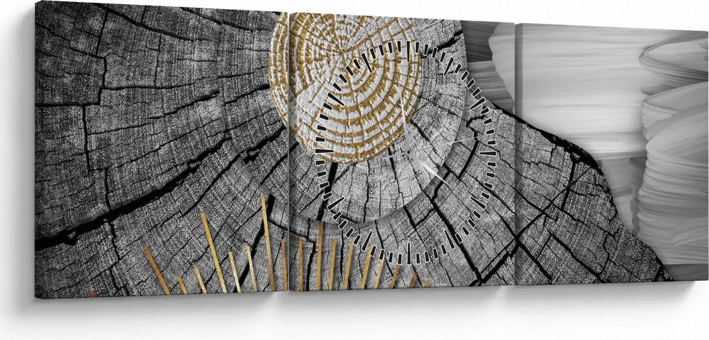 Kép - A fa törzse kollázsban (órával) (90x30 cm)