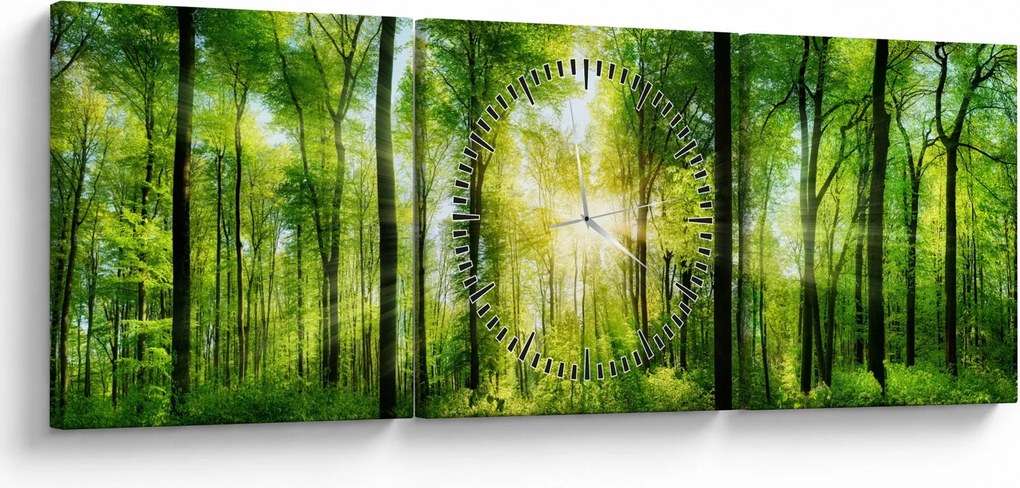 Kép - Hajnal az erdőben (órával) (90x30 cm)